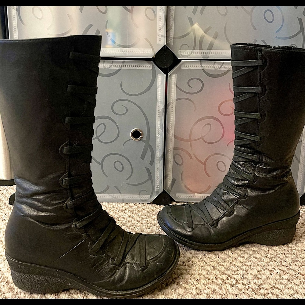 EU 36/US 6 Miz Mooz Black Leather Knee-High Otis Boots
